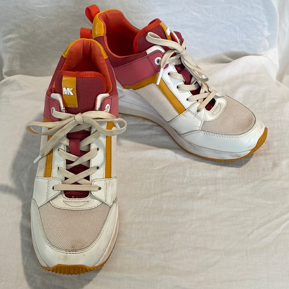 Michael Kors Georgie Trainer Multicolor Wedge Platform Sneakers size 9